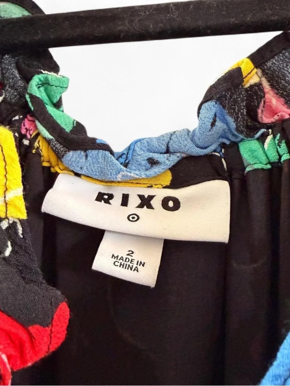 RIXO Black Maxi Dress with Bright Floral Print And Polka Dots-Size XS - Picture 3 of 4